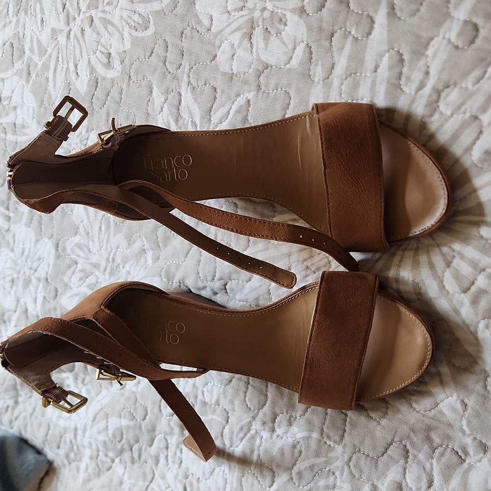 Franco Sarto Tan Sandals with Buckle Detail